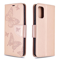 Leather Case Stands Butterfly Flip Cover Holder B01F for Samsung Galaxy A41 Rose Gold