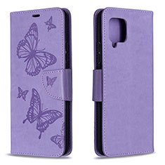 Leather Case Stands Butterfly Flip Cover Holder B01F for Samsung Galaxy A42 5G Clove Purple