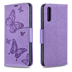 Leather Case Stands Butterfly Flip Cover Holder B01F for Samsung Galaxy A50 Clove Purple