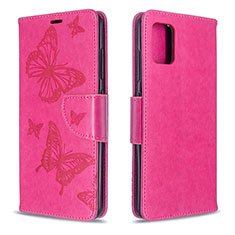 Leather Case Stands Butterfly Flip Cover Holder B01F for Samsung Galaxy A51 4G Hot Pink