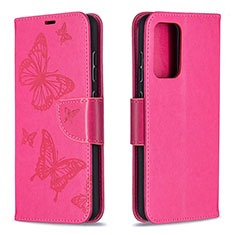 Leather Case Stands Butterfly Flip Cover Holder B01F for Samsung Galaxy A52 5G Hot Pink