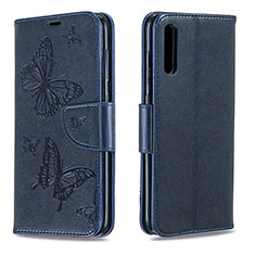 Leather Case Stands Butterfly Flip Cover Holder B01F for Samsung Galaxy A70 Blue