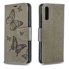 Leather Case Stands Butterfly Flip Cover Holder B01F for Samsung Galaxy A70S Gray