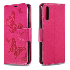 Leather Case Stands Butterfly Flip Cover Holder B01F for Samsung Galaxy A70S Hot Pink