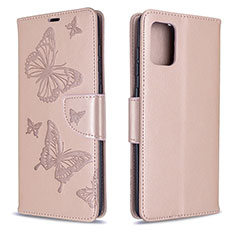 Leather Case Stands Butterfly Flip Cover Holder B01F for Samsung Galaxy A71 5G Rose Gold