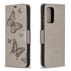 Leather Case Stands Butterfly Flip Cover Holder B01F for Samsung Galaxy A72 4G Gray