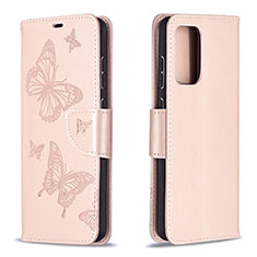 Leather Case Stands Butterfly Flip Cover Holder B01F for Samsung Galaxy A72 5G Rose Gold