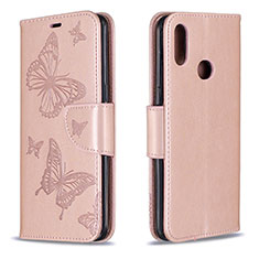 Leather Case Stands Butterfly Flip Cover Holder B01F for Samsung Galaxy M01s Rose Gold