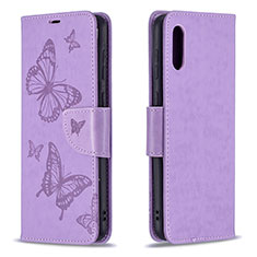 Leather Case Stands Butterfly Flip Cover Holder B01F for Samsung Galaxy M02 Clove Purple