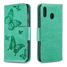 Leather Case Stands Butterfly Flip Cover Holder B01F for Samsung Galaxy M20 Green