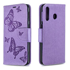 Leather Case Stands Butterfly Flip Cover Holder B01F for Samsung Galaxy M30 Clove Purple