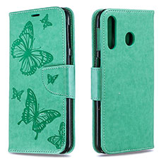 Leather Case Stands Butterfly Flip Cover Holder B01F for Samsung Galaxy M30 Green