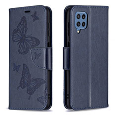 Leather Case Stands Butterfly Flip Cover Holder B01F for Samsung Galaxy M32 4G Blue