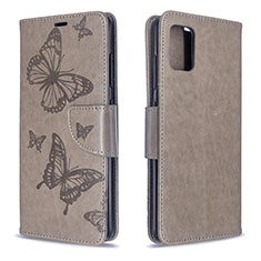 Leather Case Stands Butterfly Flip Cover Holder B01F for Samsung Galaxy M40S Gray