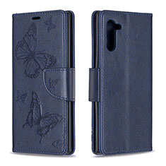 Leather Case Stands Butterfly Flip Cover Holder B01F for Samsung Galaxy Note 10 5G Blue