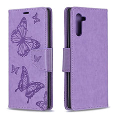 Leather Case Stands Butterfly Flip Cover Holder B01F for Samsung Galaxy Note 10 5G Clove Purple