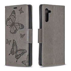 Leather Case Stands Butterfly Flip Cover Holder B01F for Samsung Galaxy Note 10 5G Gray