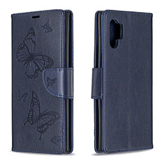 Leather Case Stands Butterfly Flip Cover Holder B01F for Samsung Galaxy Note 10 Plus 5G Blue