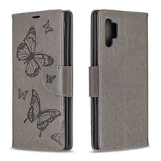 Leather Case Stands Butterfly Flip Cover Holder B01F for Samsung Galaxy Note 10 Plus 5G Gray