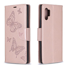 Leather Case Stands Butterfly Flip Cover Holder B01F for Samsung Galaxy Note 10 Plus 5G Rose Gold