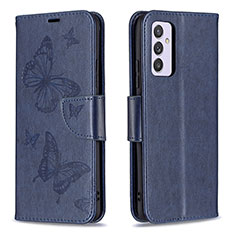 Leather Case Stands Butterfly Flip Cover Holder B01F for Samsung Galaxy Quantum2 5G Blue