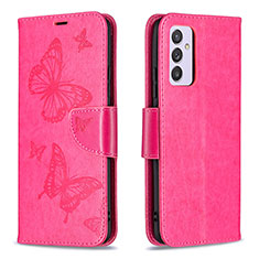 Leather Case Stands Butterfly Flip Cover Holder B01F for Samsung Galaxy Quantum2 5G Hot Pink
