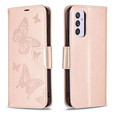 Leather Case Stands Butterfly Flip Cover Holder B01F for Samsung Galaxy Quantum2 5G Rose Gold