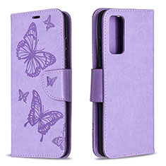 Leather Case Stands Butterfly Flip Cover Holder B01F for Samsung Galaxy S20 Lite 5G Clove Purple