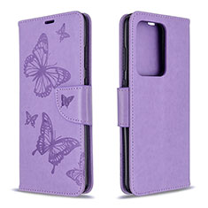 Leather Case Stands Butterfly Flip Cover Holder B01F for Samsung Galaxy S20 Plus Clove Purple