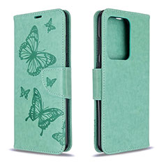 Leather Case Stands Butterfly Flip Cover Holder B01F for Samsung Galaxy S20 Plus Green