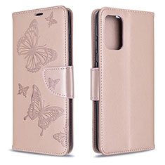 Leather Case Stands Butterfly Flip Cover Holder B01F for Samsung Galaxy S20 Rose Gold