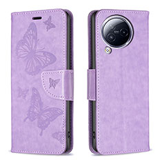 Leather Case Stands Butterfly Flip Cover Holder B01F for Xiaomi Civi 3 5G Clove Purple