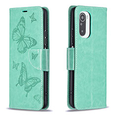 Leather Case Stands Butterfly Flip Cover Holder B01F for Xiaomi Mi 11X 5G Green