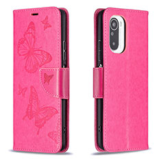 Leather Case Stands Butterfly Flip Cover Holder B01F for Xiaomi Mi 11X Pro 5G Hot Pink