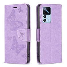 Leather Case Stands Butterfly Flip Cover Holder B01F for Xiaomi Mi 12T Pro 5G Clove Purple