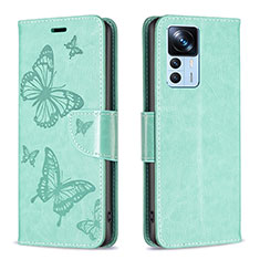 Leather Case Stands Butterfly Flip Cover Holder B01F for Xiaomi Mi 12T Pro 5G Green