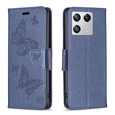 Leather Case Stands Butterfly Flip Cover Holder B01F for Xiaomi Mi 13 Pro 5G Blue