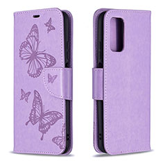 Leather Case Stands Butterfly Flip Cover Holder B01F for Xiaomi Poco M3 Clove Purple