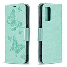Leather Case Stands Butterfly Flip Cover Holder B01F for Xiaomi Poco M3 Green
