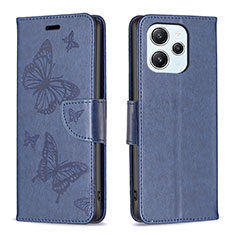 Leather Case Stands Butterfly Flip Cover Holder B01F for Xiaomi Redmi 12 4G Blue
