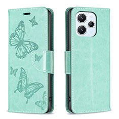 Leather Case Stands Butterfly Flip Cover Holder B01F for Xiaomi Redmi 12 4G Green