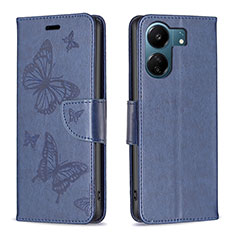 Leather Case Stands Butterfly Flip Cover Holder B01F for Xiaomi Redmi 13C Blue