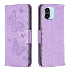 Leather Case Stands Butterfly Flip Cover Holder B01F for Xiaomi Redmi A2 Clove Purple