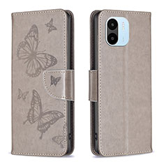 Leather Case Stands Butterfly Flip Cover Holder B01F for Xiaomi Redmi A2 Gray
