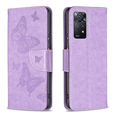 Leather Case Stands Butterfly Flip Cover Holder B01F for Xiaomi Redmi Note 11 Pro 4G Clove Purple