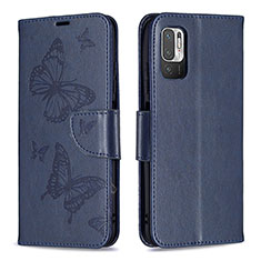 Leather Case Stands Butterfly Flip Cover Holder B01F for Xiaomi Redmi Note 11 SE 5G Blue