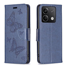 Leather Case Stands Butterfly Flip Cover Holder B01F for Xiaomi Redmi Note 13 5G Blue