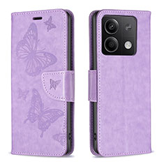 Leather Case Stands Butterfly Flip Cover Holder B01F for Xiaomi Redmi Note 13 5G Clove Purple