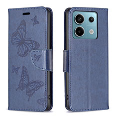 Leather Case Stands Butterfly Flip Cover Holder B01F for Xiaomi Redmi Note 13 Pro 5G Blue