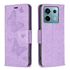 Leather Case Stands Butterfly Flip Cover Holder B01F for Xiaomi Redmi Note 13 Pro 5G Clove Purple
